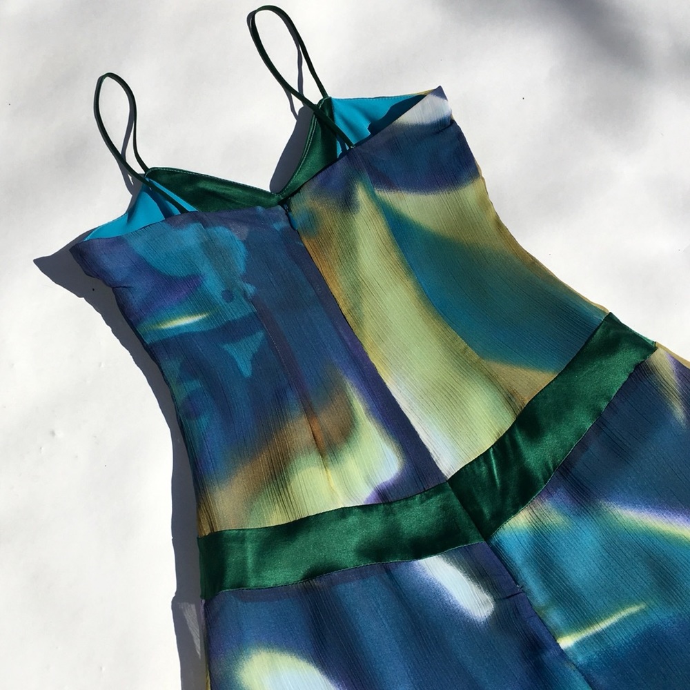 Mica Blue and Emerald Green Cocktail Dress - Picture 4 of 7